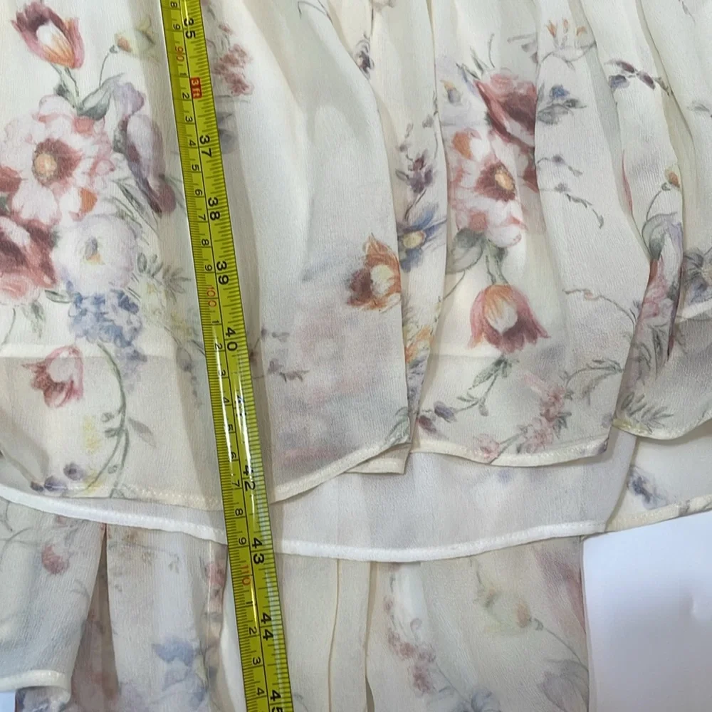 LoveShackFancy Angie Dress Size 6 Delicate Floral 100% Silk Maxi Dress - Picture 8 of 13